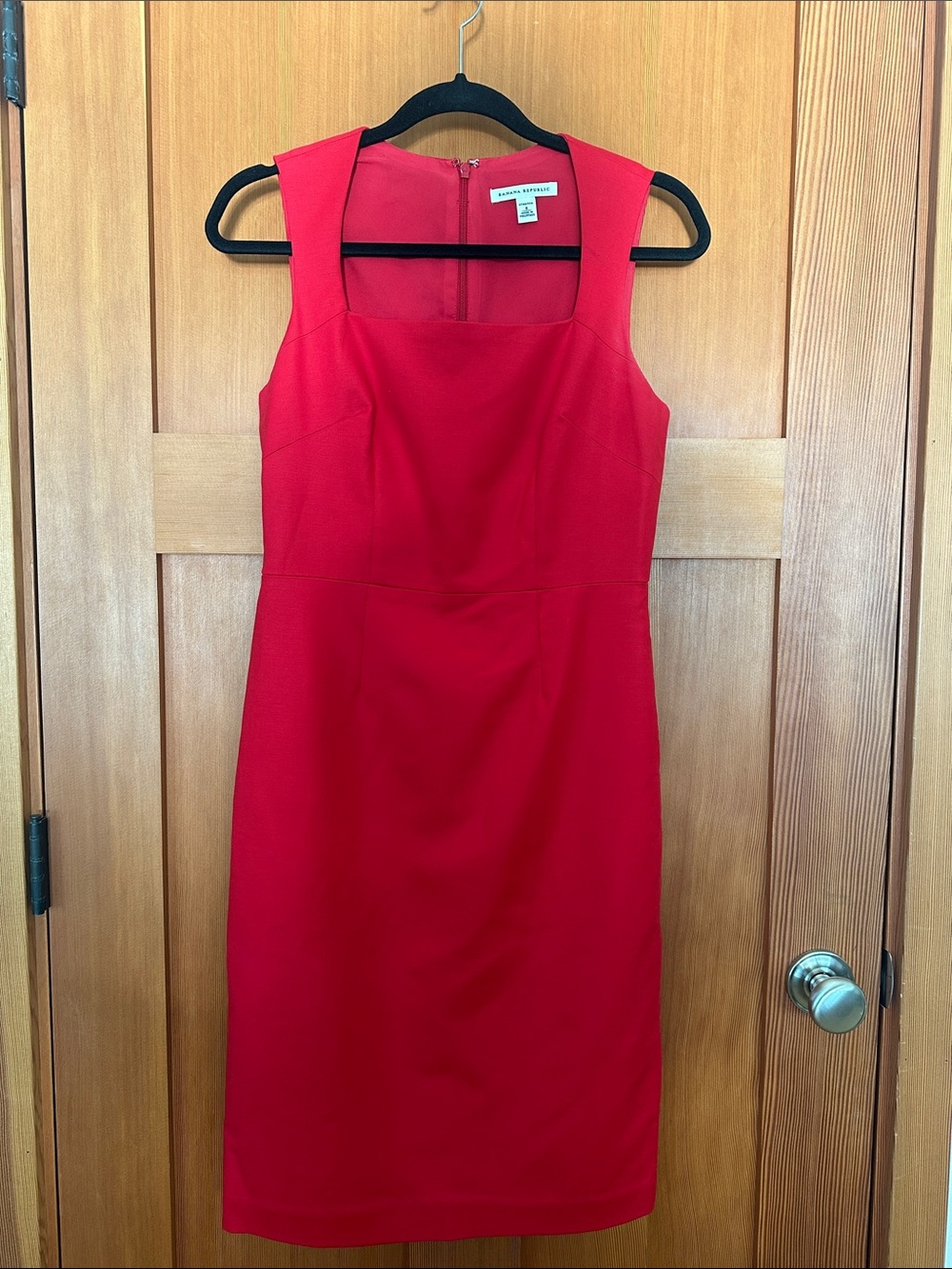 Banana Republic Red Square-Neck Sheath Dress